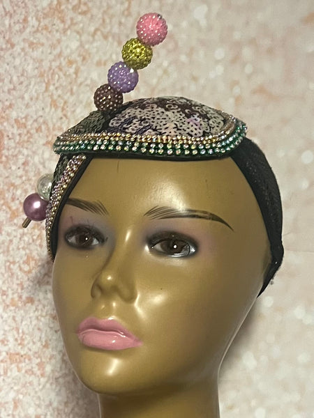 Multicolor Double Cup Teardrop Pastel Fascinator, Handmade Church Half Hat, Tea Parties and Special Occasions