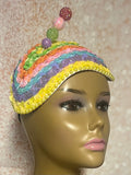 Yellow Pink Green Blue Lavender Orange Multicolor Sequin Teardrop Fascinator Hat, For Church, Tea Party, Wedding and other special occasions