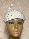 White Bling Rhinestone Studded Full Hat for Women, White Hat For Church, wedding, derby hat, tea parties and other special occasions