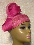 Hot Pink Beaded hat for Church, Magenta Wedding Half Hat for Mother of the Bride, Head Covering, Tea Parties and other special occasions