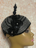 Black Beaded Flower Fascinator Hat for weddings, church and special occasions, Gift for Mom, Sister, Wife, Her