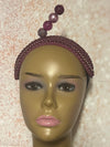Burgundy Beaded Headband Fascinator Half Hat for Church, Weddings and other special occasions