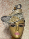 Gold and Silver Beaded Button Circle Fascinator Half Hat for Church, Tea Parties, Weddings and other special occasions