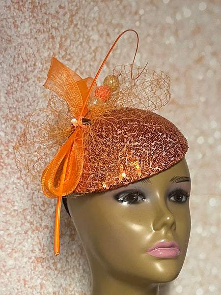 Gold Flower Fascinator Half Hat, Weddings, Church, Head Covering, Tea Parties, Special Occasions
