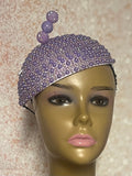 Lavender Beaded Half Hat Fascinator for weddings, church and special occasions
