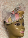 Pink, Gold, and Silver Multicolor Fascinator Half Hat for Church and special occasion