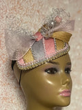 Pink, Gold, and Silver Multicolor Fascinator Half Hat, Church Head Covering, Tea Parties Weddings and other special occasion
