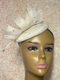 Cream/Off White Small Circular Lace Fascinator Half Hat, Church Head Covering, Tea Parties, Weddings