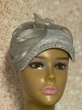 Gray Rings Half Hat for Church, Wedding, and Special Occasions