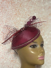 Burgundy Teardrop Fascinator Half Hat for Church, Weddings and other special occasions