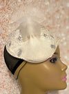 Cream/Beige Fascinator Half Hat for Church Head Covering, Tea Parties, Weddings and other special occasions