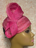 Hot Pink Beaded hat for Church, Magenta Wedding Half Hat for Mother of the Bride, Head Covering, Tea Parties and other special occasions