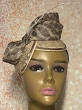 Leopard Print Sinamay Fascinator Half Hat for Church Head Covering, Tea Party, Wedding and Other Special Occasions