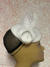 White Beaded Pearl Button Half Hat Fascinator for weddings, church and special occasions, Gift for Mom, Sister, Wife, Her