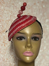 Red Beaded Teardrop Fascinator Half Hat, Church and Special Occasion Headpiece