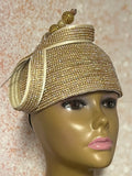 Gold Rhinestone Bling Fascinator Half Hat for Church, Tea Parties, Weddings and other special occasions