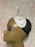 White Beaded Headband Half Hat Fascinator for weddings, church and special occasions, Gift for Mom, Sister, Wife, Her