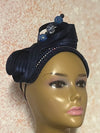 Navy Blue Beaded Crystal Headband Fascinator for Church, Tea Parties, Weddings and Special Occasions