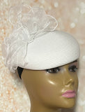 White Rhinestone Hat for Church, Wedding, Mother of the Bride, Head Covering, Tea Parties