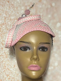 Pink and White Beaded hat for Church, Wedding, Mother of the Bride, Head Covering, Tea Parties and other special occasions
