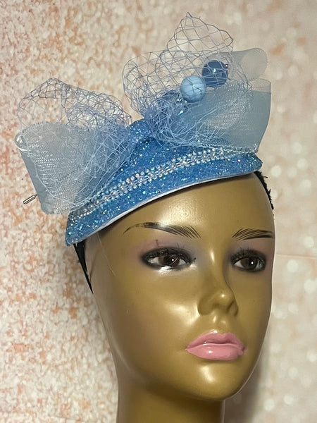 Black Beaded Teardrop Fascinator Half Hat for church, weddings, tea parties and other occasions