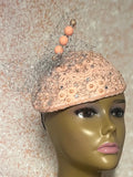 Peach Lace Fascinator Half Hat, Weddings, Church, Tea Parties, and other Special Occasions