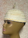 Cream Sequin Lace and Pearl Full Hat Fascinator for weddings, church, tea parties and special occasions