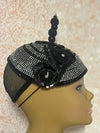 Black Beaded Flower Fascinator Hat for weddings, church and special occasions, Gift for Mom, Sister, Wife, Her