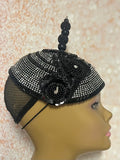 Black Beaded Flower Fascinator Hat for weddings, church and special occasions, Gift for Mom, Sister, Wife, Her