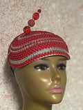 Red and Silver Beaded Half Hat Fascinator for weddings, church and special occasions, Gift for Mom, Sister, Wife, Her