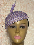 Lavender Beaded Half Hat Fascinator for weddings, church and special occasions