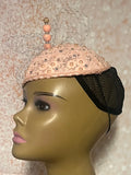 Peach Lace Fascinator Half Hat, Weddings, Church, Tea Parties, and other Special Occasions