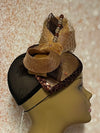 Bronze and Gold Sinamay Teardrop Fascinator half hat for church, weddings, tea parties, and special occasions.