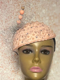 Peach Lace Fascinator Half Hat, Weddings, Church, Tea Parties, and other Special Occasions