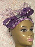 Purple and Silver Beaded Sequin Headband Half Hat: Church Wedding Tea parties