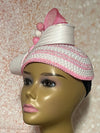 Beautiful Pink and White Beaded Full Hat for Church, Wedding, Mother of the Bride, Head Covering, Tea Parties and other special occasions