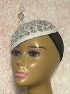 White Iridescent Rhinestone Teardrop Fascinator Half Hat for Church, Tea Party, Kentucky Derby, Wedding