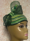Green Beaded Fascinator Half Hat: Church, Tea Party, Wedding