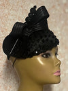Black Beaded Teardrop Fascinator Half Hat for church, weddings, tea parties and other occasions