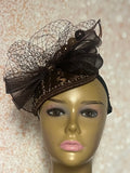 Brown Rhinestone Teardrop Fascinator, Half Hat for Church, Tea Parties and Special Occasions
