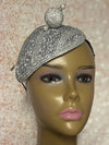 Silver Beaded Bling Teardrop Fascinator: Beaded Half Hat for Special Occasions