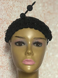 Black Flower Bead Lace Fascinator Headband Half Hat for church, weddings and other special occasions
