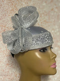 Silver Rhinestone Crystal Bling Fascinator Hat for Church, Weddings, Tea Parties, and Other Special Occasions