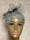 Silver Sinamay Mesh Bling Fascinator Half Hat for Church, Tea Parties, Weddings and other special occasions