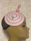 Pink and White Double Cup Beaded Rhinestone Fascinator for Church and Special Occasions