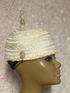 Cream Sequin Lace and Pearl Full Hat Fascinator for weddings, church, tea parties and special occasions