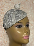 Silver Beaded Bling Teardrop Fascinator: Beaded Half Hat for Special Occasions