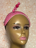 Pink Beaded Headband shaped hat for Church, Wedding, Mother of the Bride, Head Covering, Tea Parties and other special occasions