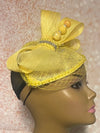 Yellow Sinamay Teardrop Fascinator: Church, Tea Party Headwear