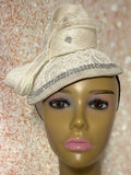 Cream/Off White Lace Fascinator Half Hat, Church Head Covering, Tea Parties, Weddings